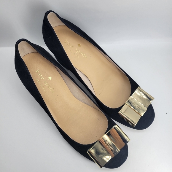 Kate Spade New York Womens Classic Pump Wedge Heels Shoes Black Suede 5M - Picture 2 of 7